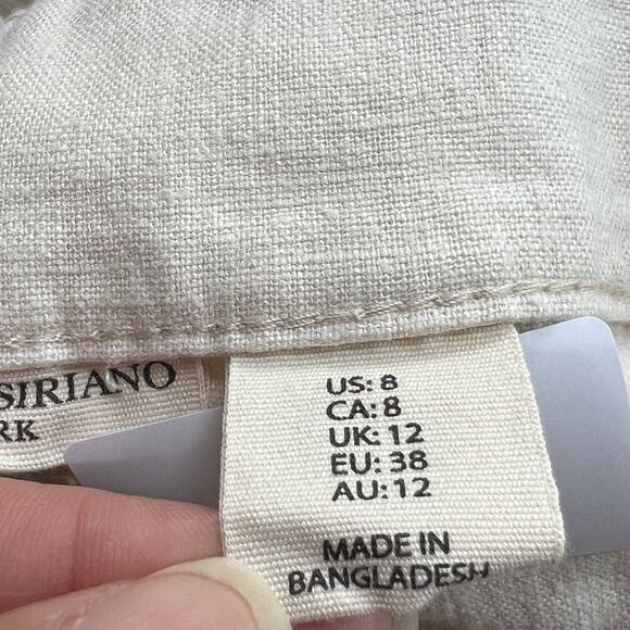 Christian Siriano Wide Leg Pants Women's 8 Linen Blend Beige Colored Pleated - Picture 4 of 8